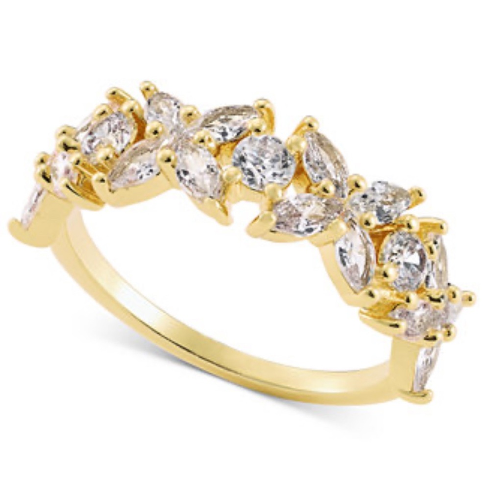 Marquise-cut Cubic Zirconia Ring Gold-tone Setting Charter Club New In Box NIB